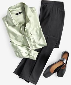 Alfani Women's Satin Collared Utility Blouse, Created For Macy's -CeCe cloth-shop 23488858 fpx