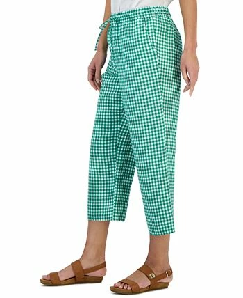 Charter Club Women's Linen Gingham Cropped Pull-On Pants, Created For Macy's - Image 3