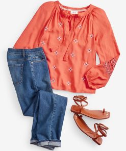 Style & Co Women's Drapey Embroidered Long-Sleeve Top, Created For Macy's 3 Style & Co Women's Drapey Embroidered Long-Sleeve Top, Created For Macy's -CeCe cloth-shop 23502943 fpx