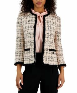 Anne Klein Women's Tweed Open-Front Braided-Trim Blazer