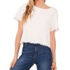 Vince Camuto Women's Crewneck Frayed-Hem Woven Top