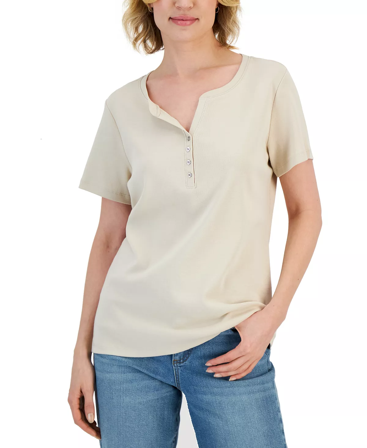 Karen Scott Hort Sleeve Henley Top, Created For Macy's - Image 6