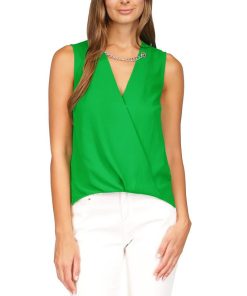 Michael Kors Women's Crepe Chain Faux-Wrap Top