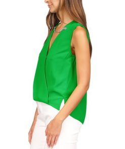 Michael Kors Women's Crepe Chain Faux-Wrap Top -CeCe cloth-shop 23524074 fpx