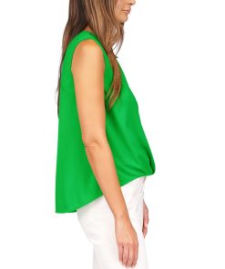 Michael Kors Women's Crepe Chain Faux-Wrap Top -CeCe cloth-shop 23524075 fpx