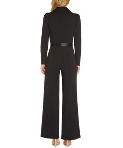 Adrianna Papell Notched-Collar Belted Jumpsuit -CeCe cloth-shop 23530498 fpx