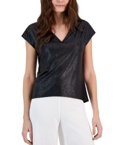 INC International Concepts Women's Snake-Print V-Neck Top, Created For Macy's