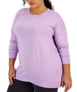 ID Ideology Plus Size Crossover-Hem Ribbed-Edge Top, Created For Macy's -CeCe cloth-shop 23534691 fpx