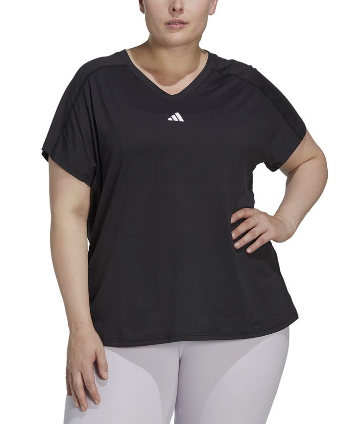 Plus Size Train Essentials V-Neck Short-Sleeve Tee ADIDAS Plus Size Train Essentials V-Neck Short-Sleeve Tee -CeCe cloth-shop