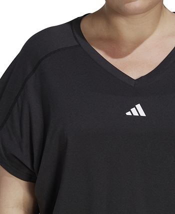 Plus Size Train Essentials V-Neck Short-Sleeve Tee ADIDAS Plus Size Train Essentials V-Neck Short-Sleeve Tee -CeCe cloth-shop