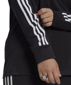 ADIDAS Plus Size 3-Stripes Crewneck Long-Sleeve Tee -CeCe cloth-shop 23534813 fpx