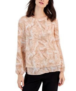 Anne Klein Women's Printed Double-Layer Blouse
