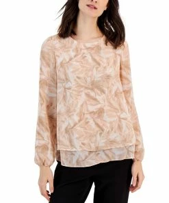 Anne Klein Women's Printed Double-Layer Blouse