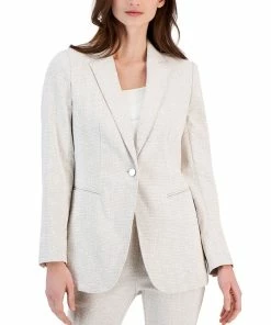 Anne Klein Women's Grid-Print Tech Stretch Single-Button Blazer