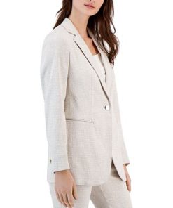 Anne Klein Women's Grid-Print Tech Stretch Single-Button Blazer -CeCe cloth-shop 23542142 fpx