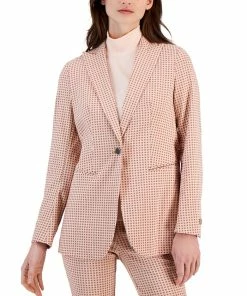 Anne Klein Women's Printed Tech Stretch Single-Button Blazer