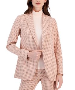 Anne Klein Women's Printed Tech Stretch Single-Button Blazer -CeCe cloth-shop 23542161 fpx