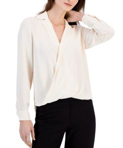 Anne Klein Women's Collared Surplice-Front Blouse