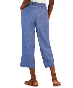 Charter Club Women's Linen Capri Tie-Waist Pants, Created For Macy's -CeCe cloth-shop 23542456 fpx