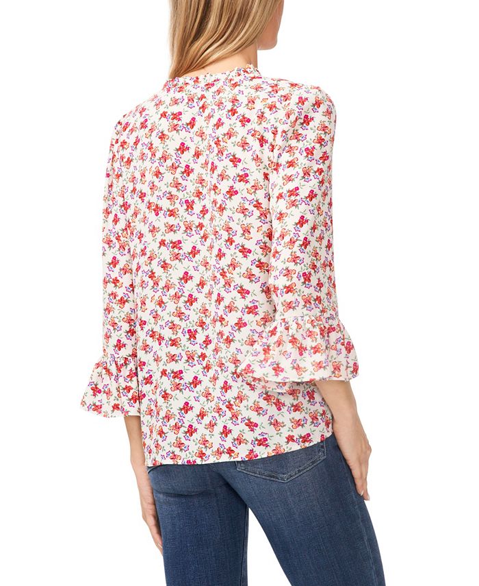 Women's Elbow Sleeve Ruffled V-neckline Blouse CeCe Women's Elbow Sleeve Ruffled V-neckline Blouse -CeCe cloth-shop