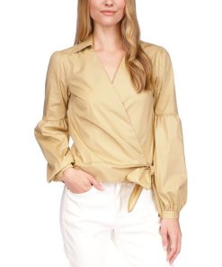 Michael Kors Women's Cotton Wrap Balloon-Sleeve Top