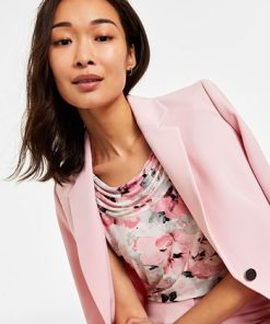 Kasper Women's Floral-Print Cap-Sleeve Cowlneck Top, Created For Macy's -CeCe cloth-shop 23560288 fpx