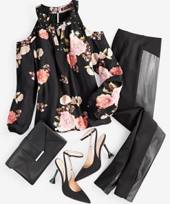 INC International Concepts Women's Mixed-Media High-Rise Pants, Created For Macy's -CeCe cloth-shop 23560440 fpx