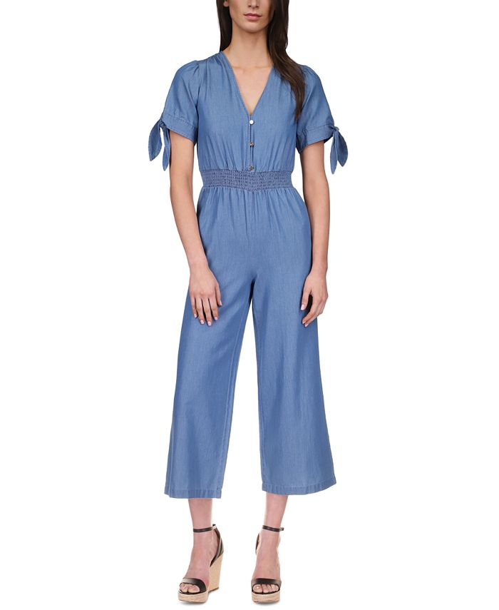 Women's V-Neck Tie-Sleeve Jumpsuit Michael Kors Women's V-Neck Tie-Sleeve Jumpsuit -CeCe cloth-shop