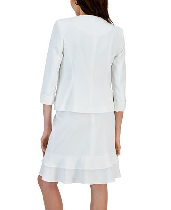 Kasper Women's Collarless Open-Front 3/4-Sleeve Blazer 2 Kasper Women's Collarless Open-Front 3/4-Sleeve Blazer - Image 2