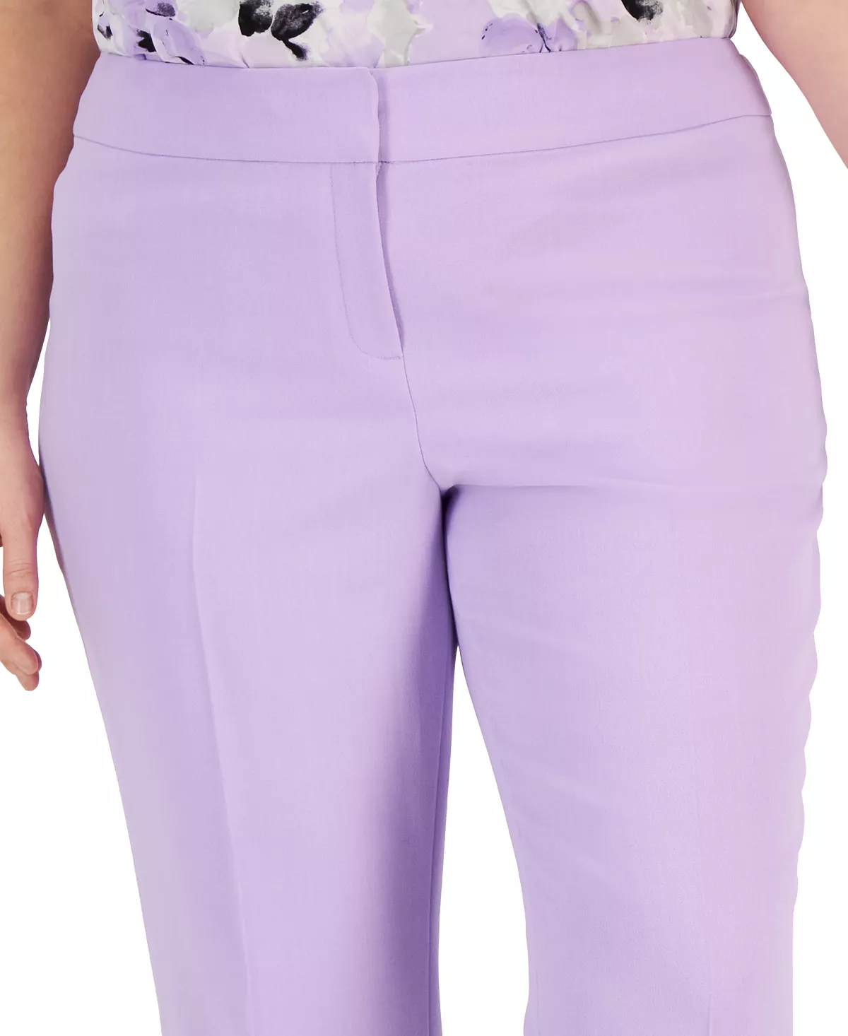 Plus Size Stretch Crepe Mid-Rise Ankle Pants Kasper Plus Size Stretch Crepe Mid-Rise Ankle Pants -CeCe cloth-shop