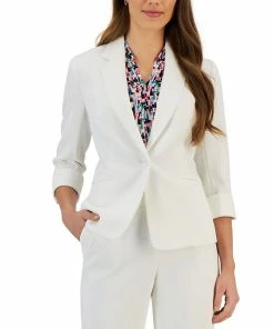 Kasper Women's 3/4-Sleeve Textured Button-Front Blazer
