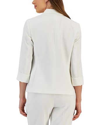 Women's 3/4-Sleeve Textured Button-Front Blazer Kasper Women's 3/4-Sleeve Textured Button-Front Blazer -CeCe cloth-shop