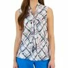 Kasper Women's Printed Tie-Neck Sleeveless Blouse