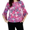 Kasper Floral Printed Ruffle 3/4-Sleeve Blouse