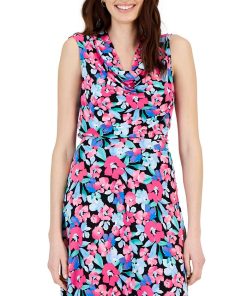Kasper Women's Floral-Print Sleeveless Cowlneck Top