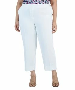 Kasper Plus Size Elasticized-Waist Side-Slit Pique Pants