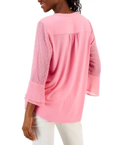 Charter Club Women's Double-Ruffle Textured Pintuck Top, Created For Macy's -CeCe cloth-shop 23567709 fpx