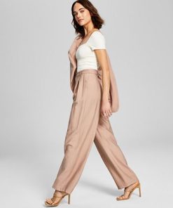 And Now This Women's High-Rise Wide-Leg Textured Trouser Pants -CeCe cloth-shop 23568436 fpx