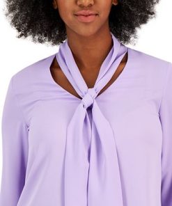 Kasper Women's Long Sleeve Bow Blouse, Regular And Petite Sizes 4 Kasper Women's Long Sleeve Bow Blouse, Regular And Petite Sizes -CeCe cloth-shop 23578069 fpx