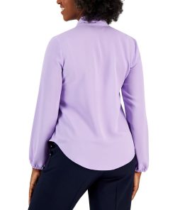 Kasper Women's Long Sleeve Bow Blouse, Regular And Petite Sizes 3 Kasper Women's Long Sleeve Bow Blouse, Regular And Petite Sizes -CeCe cloth-shop 23578070 fpx