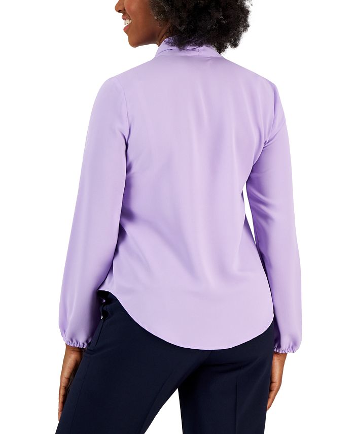 Women's Long Sleeve Bow Blouse, Regular And Petite Sizes Kasper Women's Long Sleeve Bow Blouse, Regular And Petite Sizes -CeCe cloth-shop