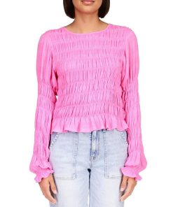 Sanctuary Women's Stay Together Long-Sleeve Crinkled Top