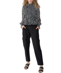 Sanctuary Women's Printed Smocked Mock-Neck Illusion Top