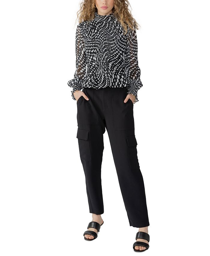 Women's Printed Smocked Mock-Neck Illusion Top Sanctuary Women's Printed Smocked Mock-Neck Illusion Top -CeCe cloth-shop