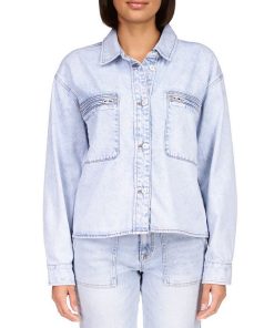 Sanctuary Women's Cropped Cargo Button-Down Denim Jacket