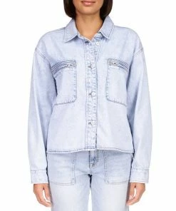Sanctuary Women's Cropped Cargo Button-Down Denim Jacket
