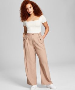 And Now This Women's High-Rise Wide-Leg Textured Trouser Pants