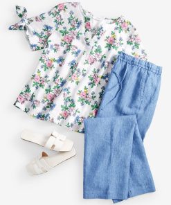Charter Club Women's Linen Floral Tie-Sleeve Top, Created For Macy's 8 Charter Club Women's Linen Floral Tie-Sleeve Top, Created For Macy's -CeCe cloth-shop 23597385 fpx