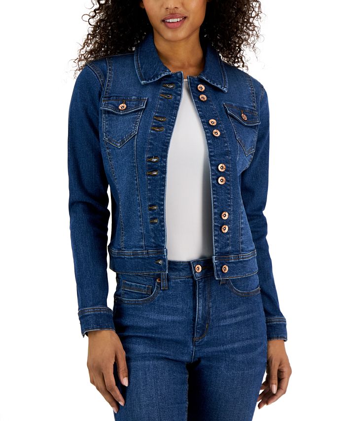 Anne Klein Women's Denim Double-Button Trucker Jacket 1 Anne Klein Women's Denim Double-Button Trucker Jacket