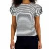 Anne Klein Women's Jacquard Striped Puff-Sleeve Top